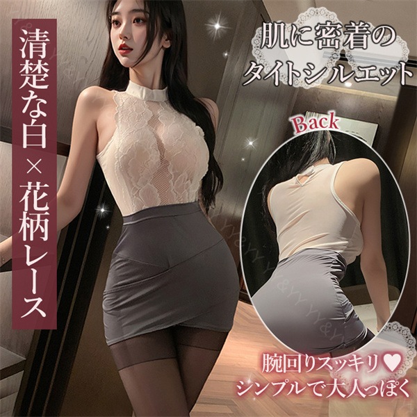 セクシー ランジェリー コスチューム OL 秘書 教師 コスプレ シースルー シャツ セット  エロコスプレ 誘惑 超過激 下着 上下セット セクシーランジェリー  エロ下着 レディース ランジェリー タイトスカート リボン ミニ丈 ブラック 黒[w1385]