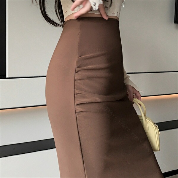 ロングスカート マーメイドスカート スカート ロング 春 夏 秋  ファスナー 大きいサイズ XL 韓国系 ハイウエスト チャック デート服 大人可愛い シンプル デイリー 大人 ロング丈 楽ちん 黒 脚長 美脚  体型カバー 着痩せ[fs65]