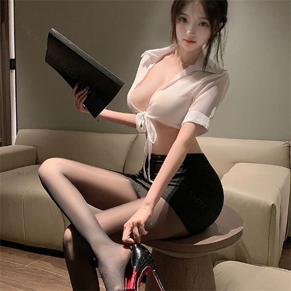 セクシーランジェリー 過激 大きいサイズ セクシー下着 エロ下着 ランジェリー コスプレ XL 3L 4L シャツ ミニスカート タイトスカート 大人 可愛い コスチューム セット 開襟シャツ リボン 大人 エロい下着[w38]