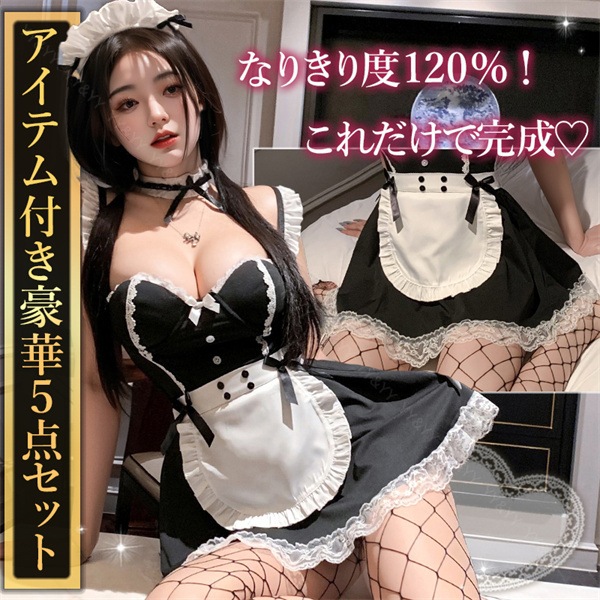 セクシーランジェリー メイド セット 超過激 コスプレ メイド 透け透け セット オープン コスチューム ワンピースエプロン 黒リボン フリル フリーサイズ 過激 下着 セクシー ルームウェア フレア ミニ丈 エロ レース ブラック カチューシャ[w1409]