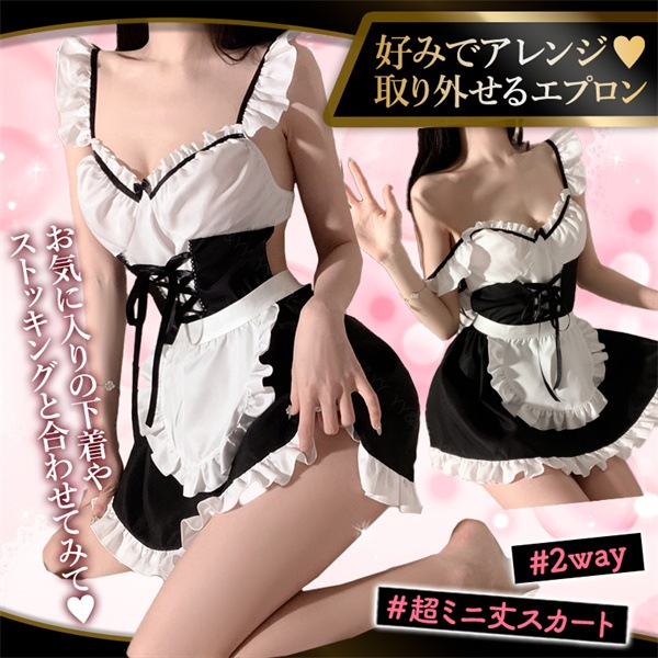メイド服セクシーランジェリー 過激  大きいサイズ  ベビードール セクシー下着 エロ下着  ランジェリー ベビードールランジェリー コスプレ メイド XL 3L 4L  ランジェリー 大人  エロい下着 ブラック 黒 フリル リボン  衣装 エプロン[w238]