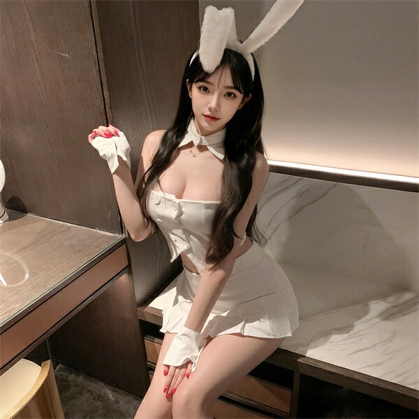 コスプレ バニーガール ウサギ セクシー コスチューム セクシー コスプレ セクシーランジェリー ノースリーブ チューブトップ うさ耳 白トップス 透け スケスケ スカート ミニスカ フリル カチューシャ 過激 ランジェリー 下着 可愛い 上品 アニマル