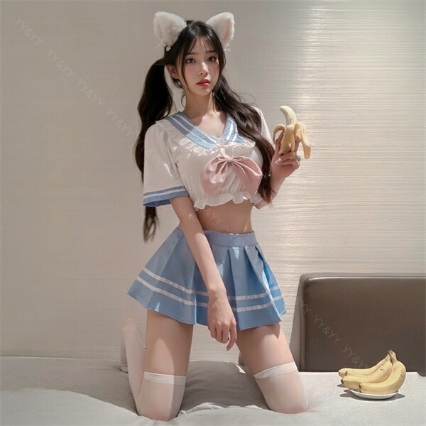 セクシーランジェリー コスプレセット コスプレ コスチュームセット JK 制服 学生コスプレ ランジェリーセット   可愛い   リボン　セーラーミニ丈 韓国系 Tバック    ルームウエア  下着  ランジェリー 大人  エロい下着[w1219]