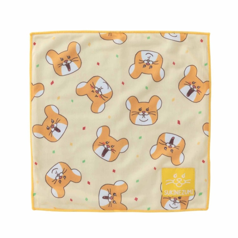 キューライス スキネズミ ひんやりハンカチ(お顔がいっぱい柄