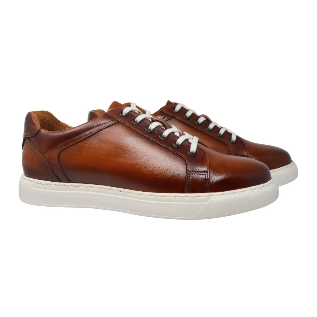 レザースニーカー メンズ TONGI CAMEL プレーントゥスニーカー