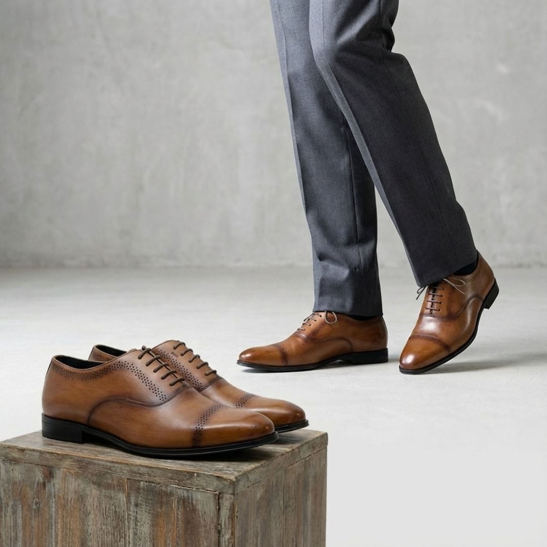 ビジネスシューズ ストレートチップ 内羽根 メンズ ブラウン 茶 本革