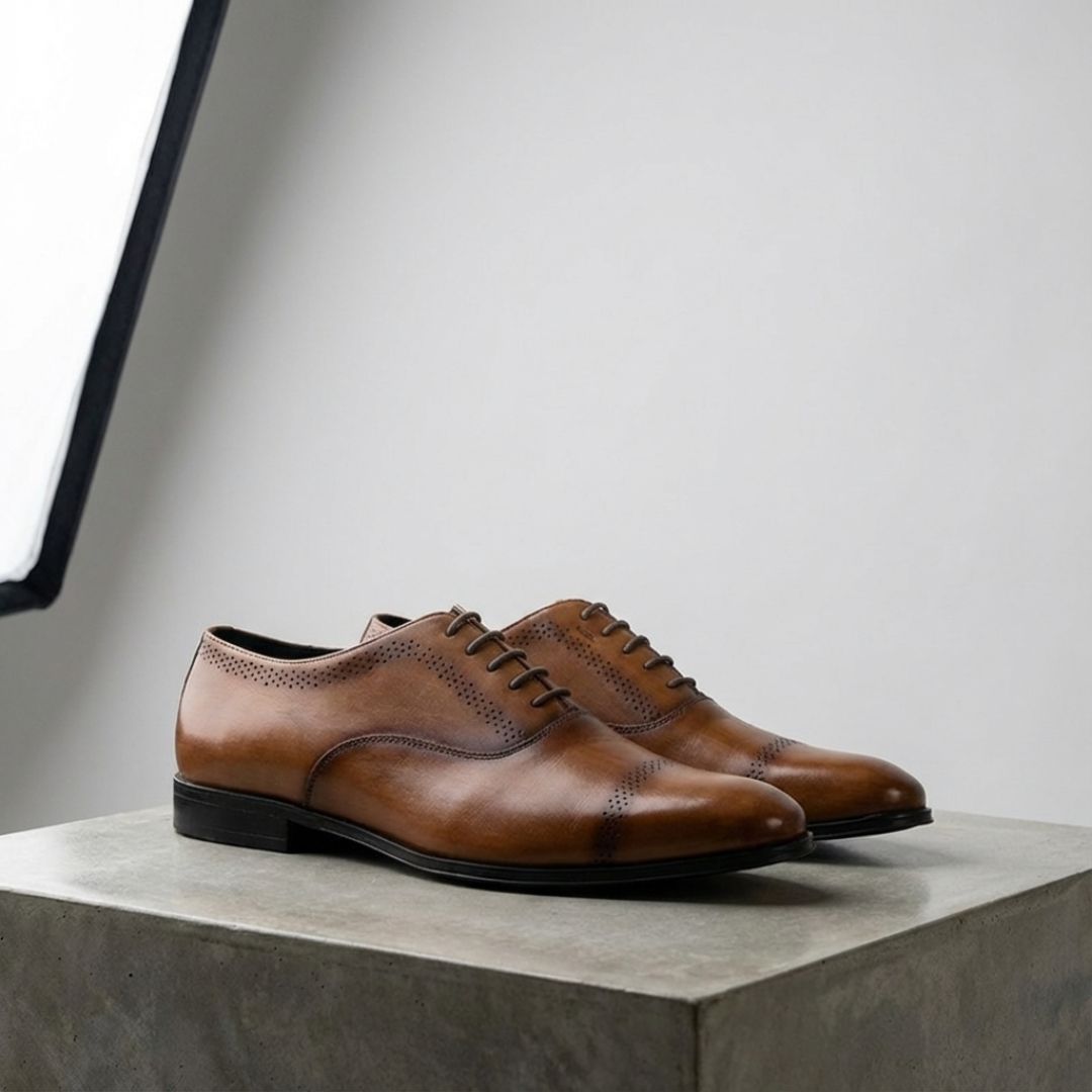 ビジネスシューズ ストレートチップ 内羽根 メンズ ブラウン 茶 本革