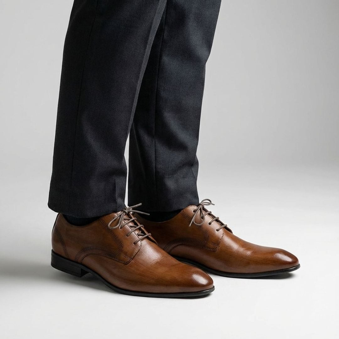 ビジネスシューズ プレーントゥ 外羽根 メンズ ブラウン 茶 本革 FENI