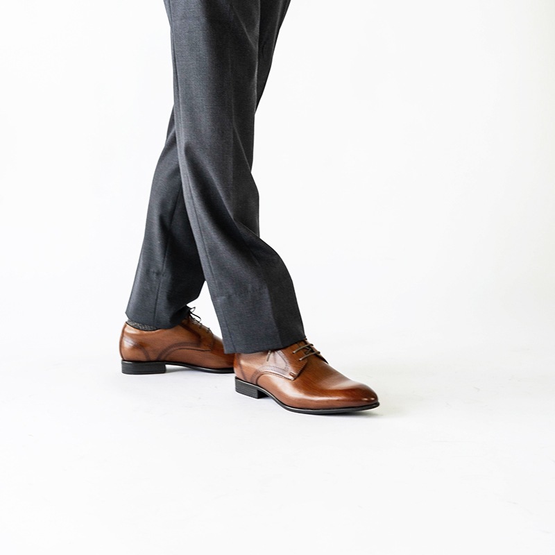 ビジネスシューズ プレーントゥ 外羽根 メンズ ブラウン 茶 本革 FENI