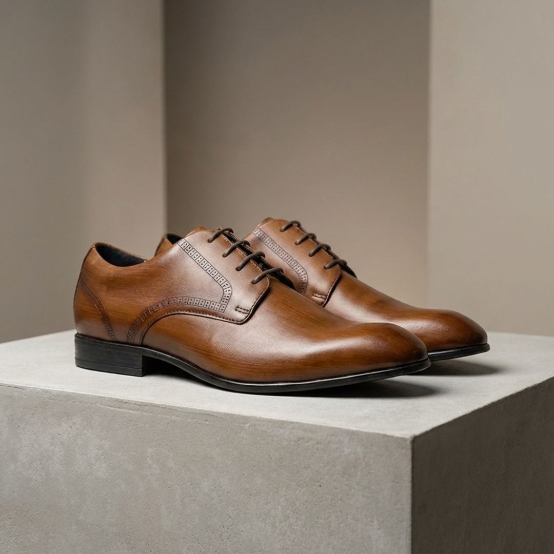 ビジネスシューズ プレーントゥ 外羽根 メンズ ブラウン 茶 本革 FENI