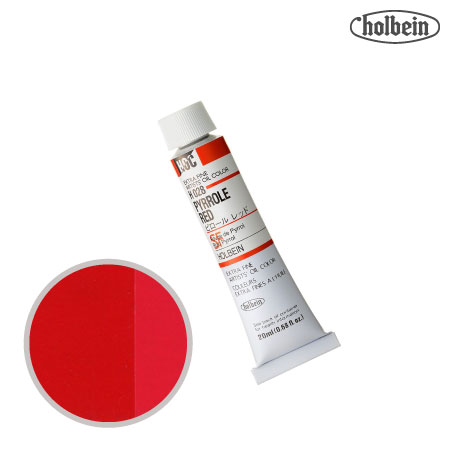 H028　油絵具６号チューブ　ピロールレッド　20ml　★★★　半透明(不透明寄り)