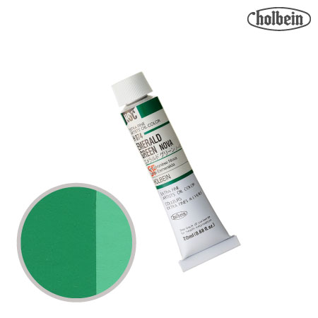 H074　油絵具６号チューブ　エメラルドグリーンノーバ　20ml　★★　半透明(不透明寄り)