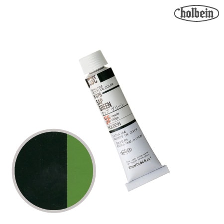 H076　油絵具６号チューブ　サップグリーン　20ml　★★★　透明