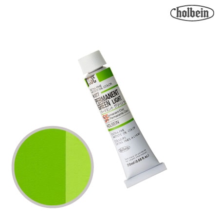 H077　油絵具６号チューブ　パーマネントグリーンライト　20ml　★★★　半透明(不透明寄り)