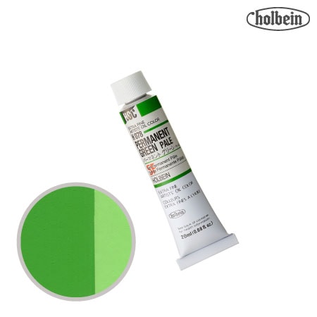 H078　油絵具６号チューブ　パーマネントグリーンペール　20ml　★★★　半透明(不透明寄り)