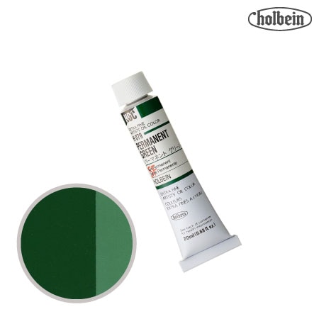 H079　油絵具６号チューブ　パーマネトグリーン　20ml　★★★　半透明(透明寄り)