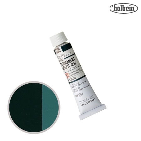 H080　油絵具６号チューブ　パーマネントグリーンディープ　20ml　★★　半透明(透明寄り)