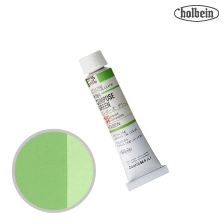 H084　油絵具６号チューブ　コンポーズグリーン　20ml　★★★　半透明(不透明寄り)