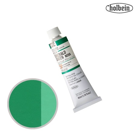 H274　油絵具９号チューブ　エメラルドグリーンノーバ　40ml　★★　半透明(不透明寄り)