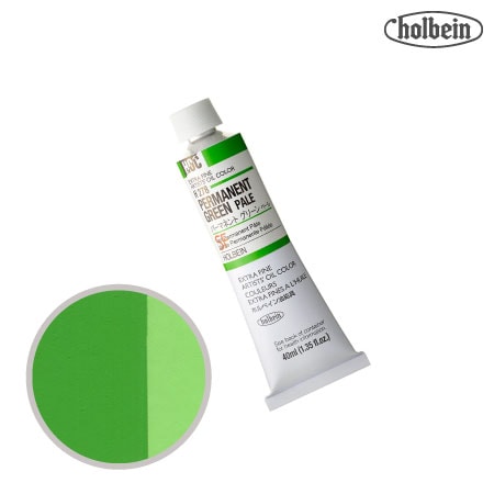 H278　油絵具９号チューブ　パーマネントグリーンペール　40ml　★★★　半透明(不透明寄り)