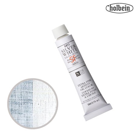 H411　油絵具10号チューブ　シルバー ホワイト　50ml　★★★　半透明(不透明寄り)