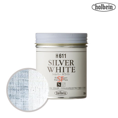 H611　油絵具缶入り　シルバー ホワイト　330ml　★★★　半透明(不透明寄り)