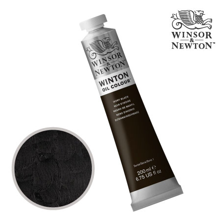331　ウィントン油絵具　アイボリーブラック（２４）　200ml　★★★★　不透明