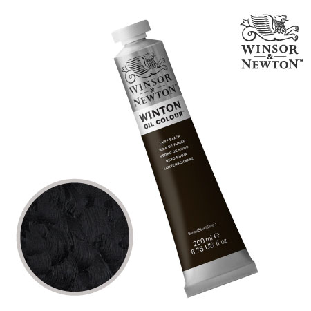 337　ウィントン油絵具　ランプブラック（２５）　200ml　★★★★　不透明