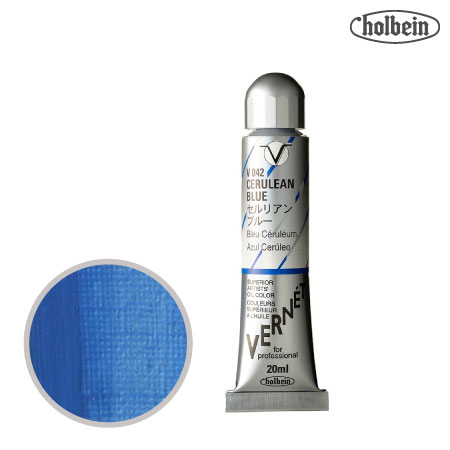 V042　 高品位油絵具 ヴェルネ　セルリアン ブルー　20ml　★★★★　不透明