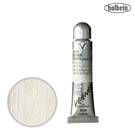 V081　 高品位油絵具 ヴェルネ　シルバー ホワイト (リンシード オイル)　20ml　★★★★　半透明