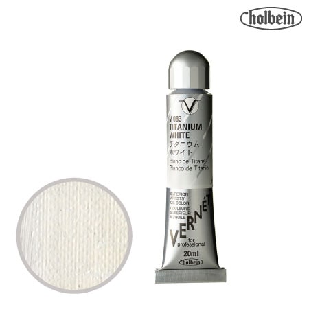 V083　 高品位油絵具 ヴェルネ　チタニウム ホワイト　20ml　★★★★　不透明