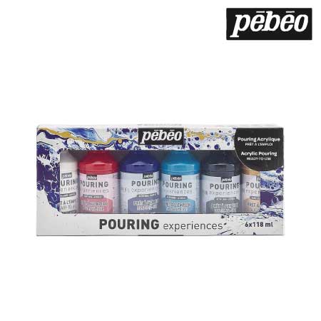 524601　ポーリングメディウム入り アクリル絵具　6色セット　118ml 　　