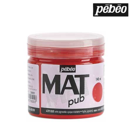 256005　ウォールアート用水性アクリル絵具 マットピュブ　バーミリオンレッド　140ml　　