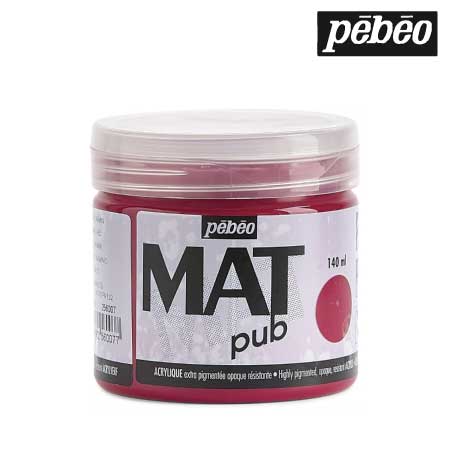 256007　ウォールアート用水性アクリル絵具 マットピュブ　カーマインレッド　140ml　　