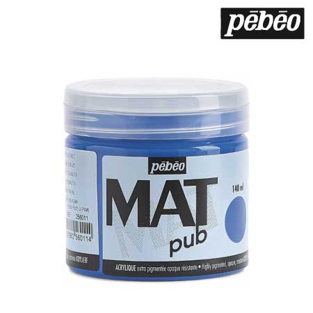 256011　ウォールアート用水性アクリル絵具 マットピュブ　コバルトブルー　140ml　　