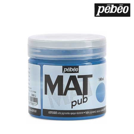 256012　ウォールアート用水性アクリル絵具 マットピュブ　シアンブルー　140ml　　