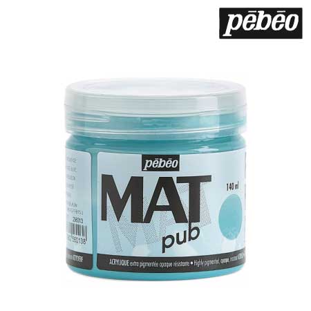 256013　ウォールアート用水性アクリル絵具 マットピュブ　ターコイズブルー　140ml　　