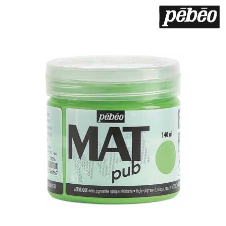 256015　ウォールアート用水性アクリル絵具 マットピュブ　ブライトグリーン　140ml　　