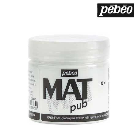 256025　ウォールアート用水性アクリル絵具 マットピュブ　パーマネントホワイト　140ml　　