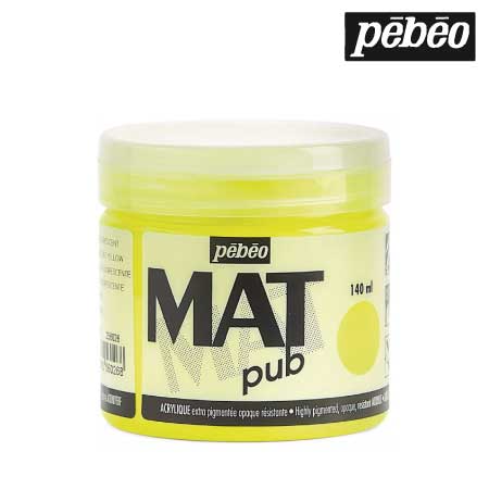 256026　ウォールアート用水性アクリル絵具 マットピュブ　フルレセントイエロー　140ml　　