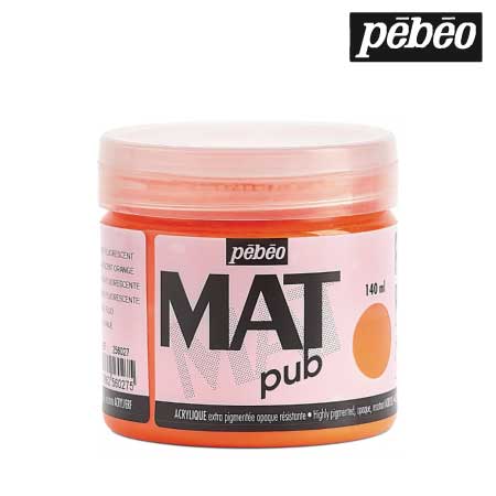 256027　ウォールアート用水性アクリル絵具 マットピュブ　フルレセントオレンジ　140ml　　