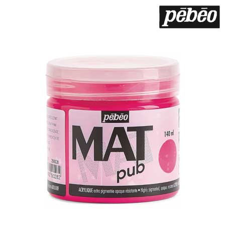256028　ウォールアート用水性アクリル絵具 マットピュブ　フルレセントピンク　140ml　　