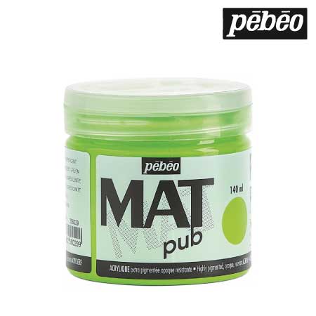 256029　ウォールアート用水性アクリル絵具 マットピュブ　フルレセントグリーン　140ml　　