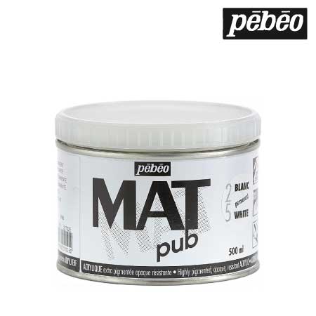 257025　ウォールアート用水性アクリル絵具 マットピュブ　パーマネントホワイト　500ml　　