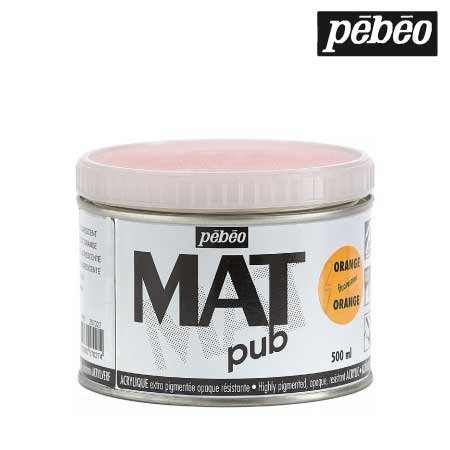 257027　ウォールアート用水性アクリル絵具 マットピュブ　フルレセントオレンジ　500ml　　