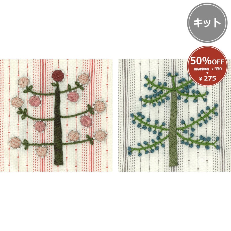 【50%OFF】6.5cm足つき木工フレーム用キット（2ヶセット） ピンクとブルーのツリー