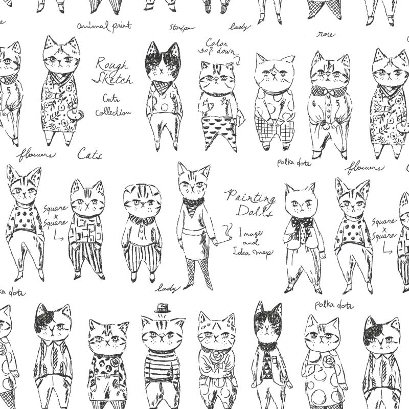 web20260425-02 YUWA Rough Sketch Cats ミニカット