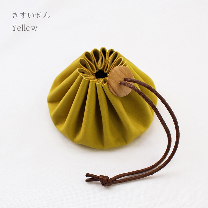 白なめし革の巾着