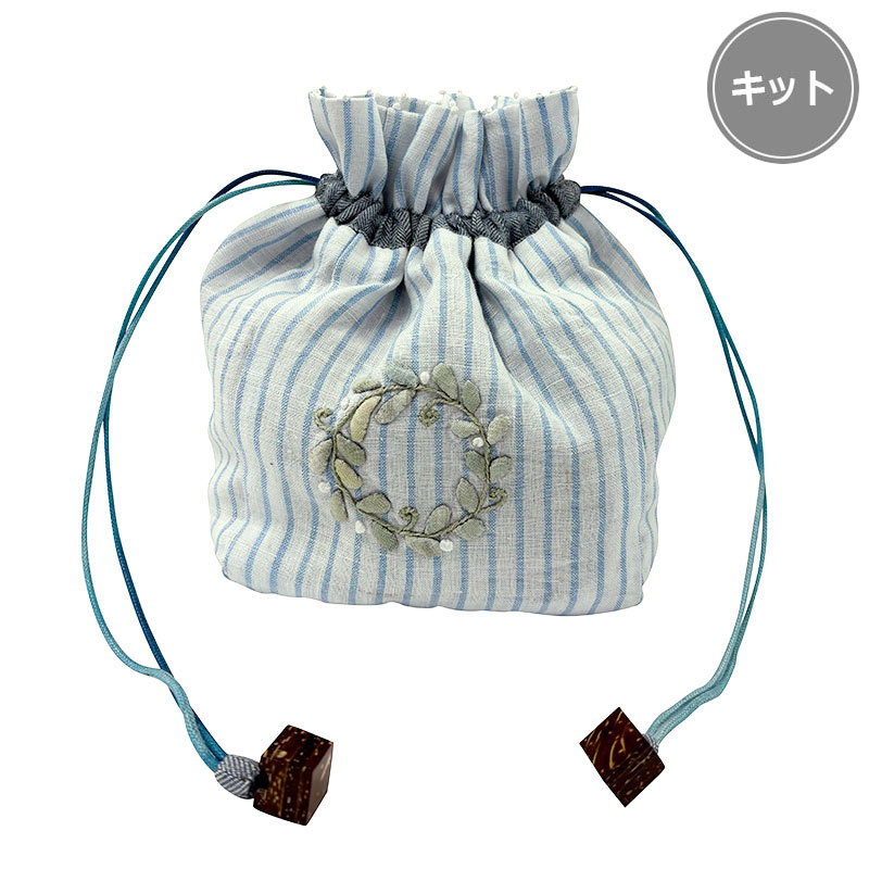 サークルとハートのリースの巾着