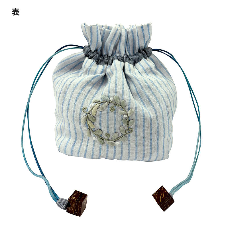 サークルとハートのリースの巾着